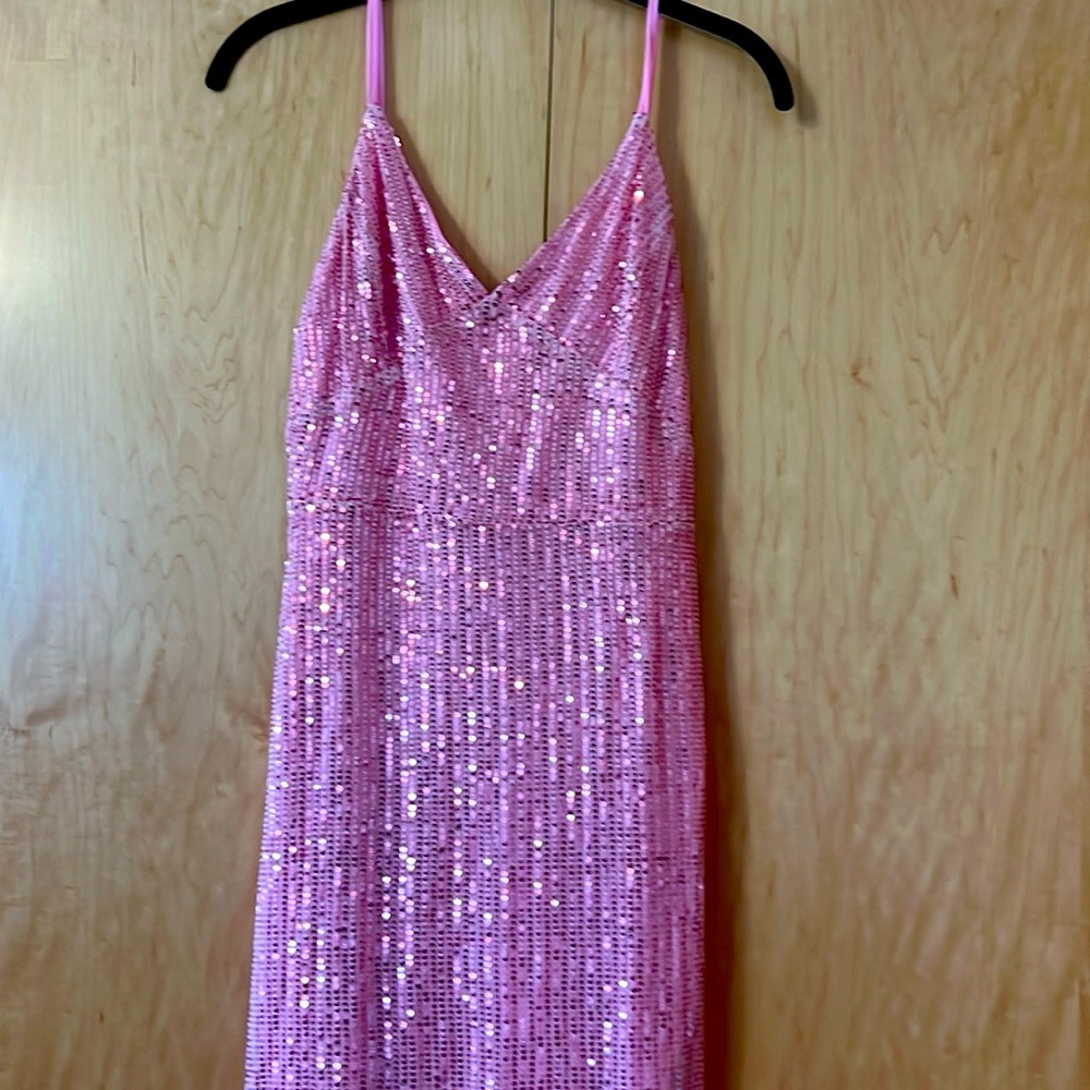 Pink sequin maxi formal dress